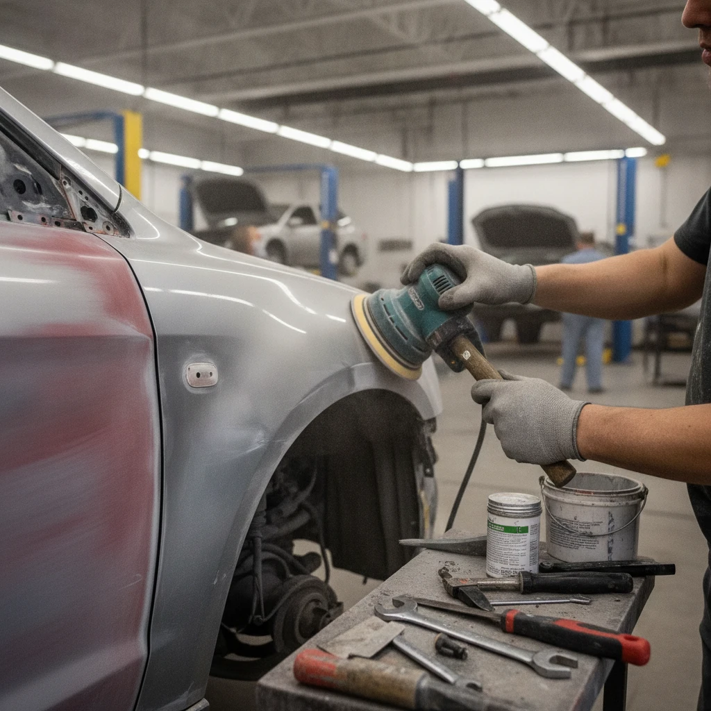 auto body shop Southeast Houston — repair work underway at a Houston auto body shop